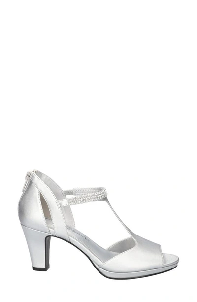 Shop Easy Street Flash T-strap Sandal In Silver Satin