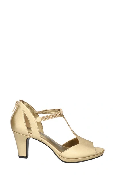 Easy Street Flash T-strap Sandal In Gold Satin