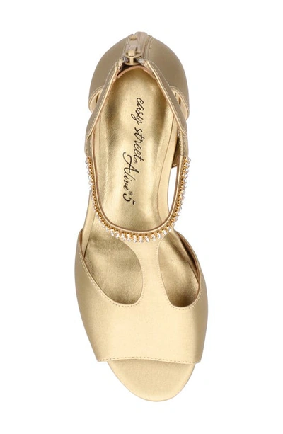 Easy Street Flash T-strap Sandal In Gold Satin