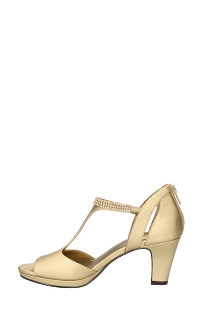 Easy Street Flash T-strap Sandal In Gold Satin
