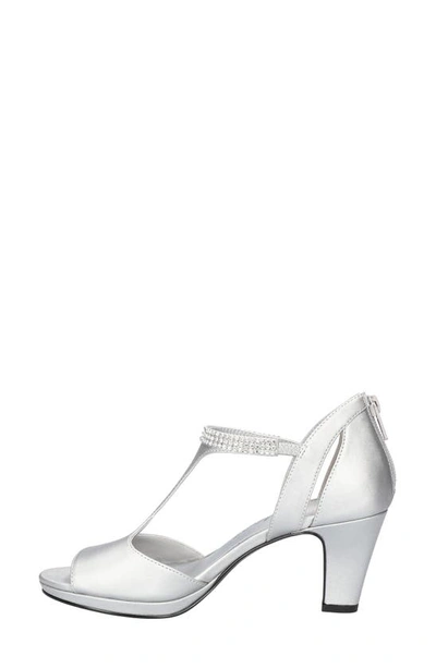 Shop Easy Street Flash T-strap Sandal In Silver Satin