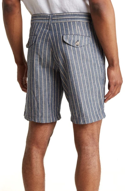 Shop Slate & Stone Stripe Print Shorts In Navy Brown Stripe