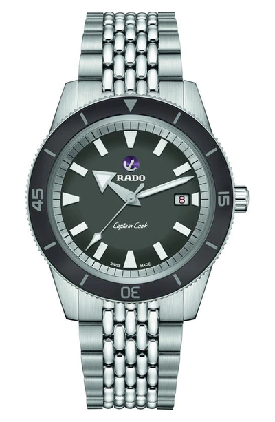 Shop Rado Captain Cook Automatic Bracelet Watch, 42mm In Grey