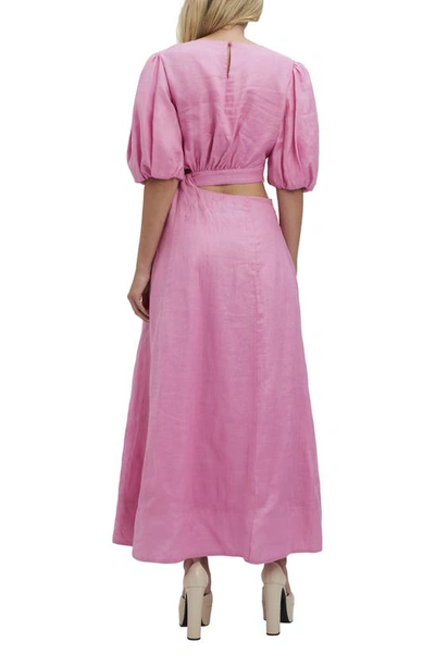 Shop Bardot Impala Puff Sleeve Cutout Maxi Dress In Lili Pink