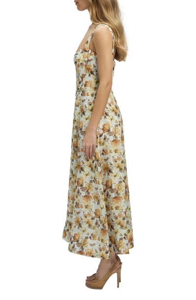 Shop Bardot Lilah Floral Corset Midi Dress In Yellow Floral