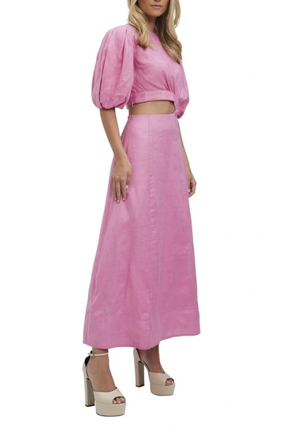 Shop Bardot Impala Puff Sleeve Cutout Maxi Dress In Lili Pink