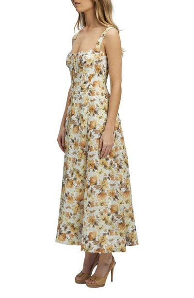 Shop Bardot Lilah Floral Corset Midi Dress In Yellow Floral