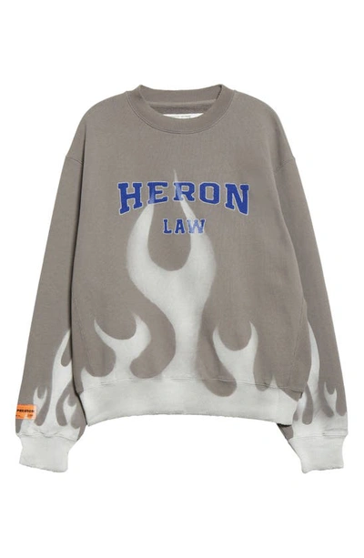 Shop Heron Preston Heron Law Flames Graphic Sweatshirt In Grey White