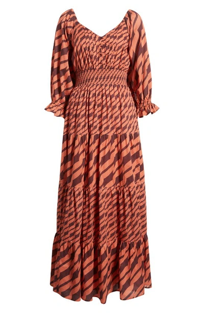 Shop Du Paradis Print Maxi Dress In Rust Geo