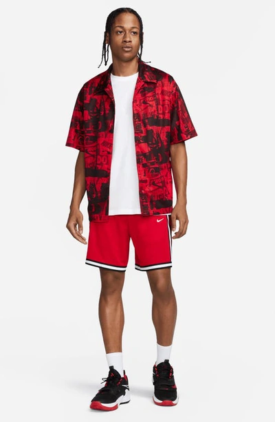 Shop Nike Sportswear Rugby Button-up T-shirt In University Red/ Black