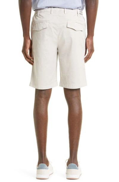 Shop Eleventy Garment Dye Cotton Stretch Twill Bermuda Shorts In Sand