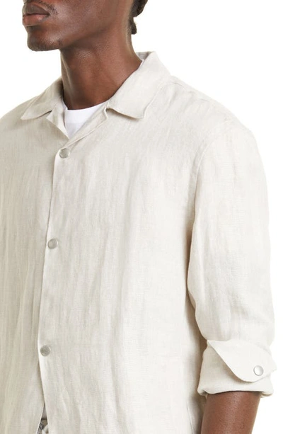 Shop Eleventy Linen Overshirt In Sand