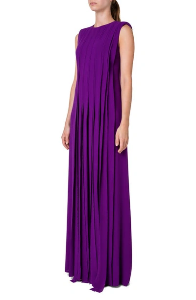 Shop Akris Pleated Silk Gown In 067 Purple
