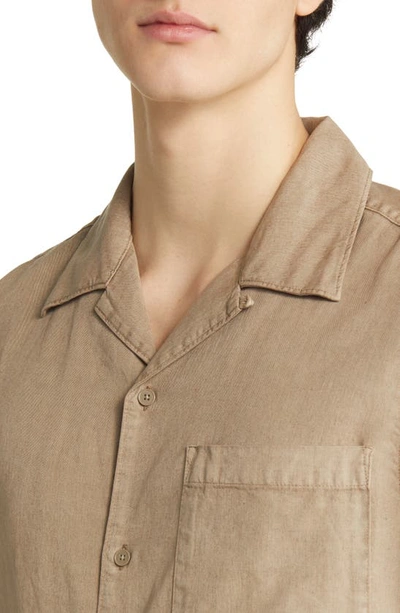 Shop Nn07 Julio 5029 Short Sleeve Lyocell & Linen Button-up Camp Shirt In Greige