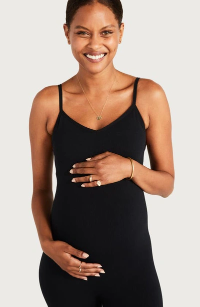 Shop Hatch The Body Rib Maternity Unitard In Black