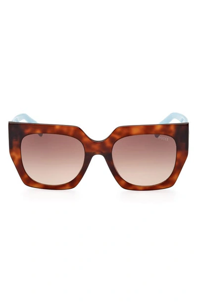 Shop Emilio Pucci 52mm Square Sunglasses In Blonde Havana/ Gradient Brown