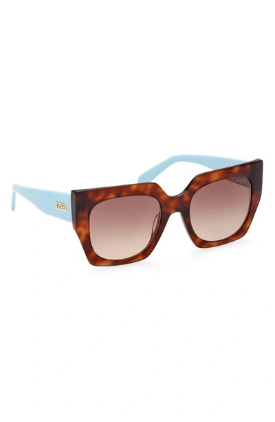 Shop Emilio Pucci 52mm Square Sunglasses In Blonde Havana/ Gradient Brown