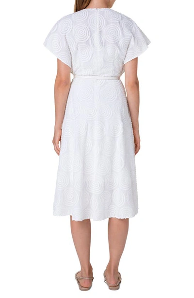 Shop Akris Punto Circle Loop Embroidery Belted Cotton Dress In Cream