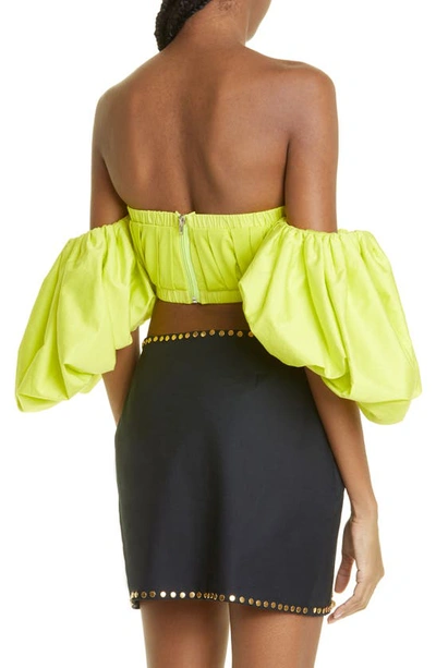 Shop Cult Gaia Carly Off The Shoulder Puff Sleeve Crop Top In Citron