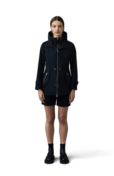 Shop Mackage Melany Hooded Rain Jacket In Black