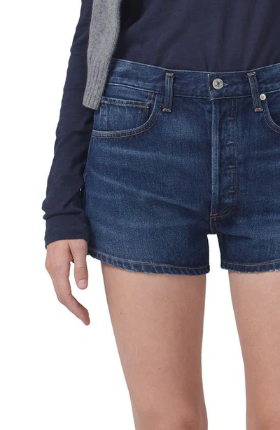 Shop Citizens Of Humanity Marlow High Waist Organic Cotton Cutoff Denim Shorts In Schnaps