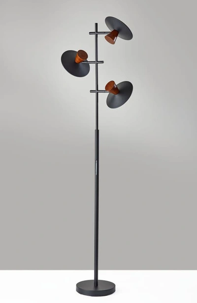 Adesso Lighting Elmore Led Tree Lamp In Black W. Walnut Wood
