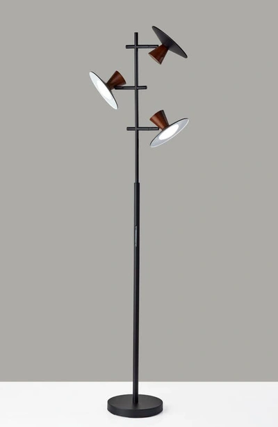 Adesso Lighting Elmore Led Tree Lamp In Black W. Walnut Wood