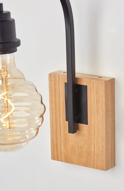 Adesso Lighting Wren Wall Sconce In Natural Wood With Black Finish