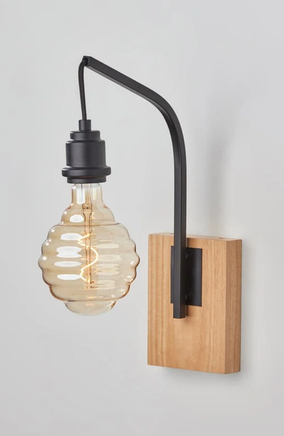 Adesso Lighting Wren Wall Sconce In Natural Wood With Black Finish