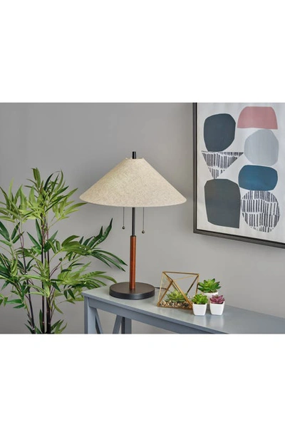 Adesso Lighting Palmer Table Lamp In Black / Walnut Wood