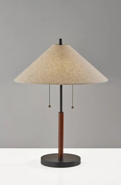 Adesso Lighting Palmer Table Lamp In Black / Walnut Wood