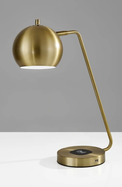 Shop Adesso Lighting Emerson Charging Desk Lamp In Antique Brass