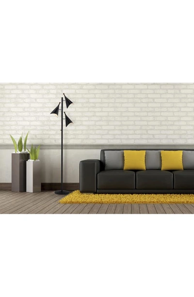 Adesso Lighting Draper Tree Floor Lamp In Black With Brushed Steel