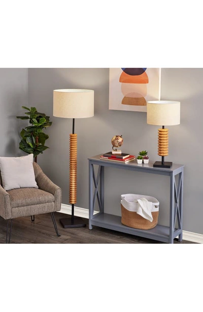 Adesso Lighting Judith Floor Lamp In Natural Wood With Black Finish