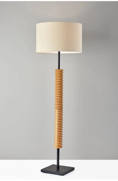 Adesso Lighting Judith Floor Lamp In Natural Wood With Black Finish