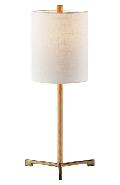 Shop Adesso Lighting Maddox Table Lamp In Natural Wood / Antique Brass