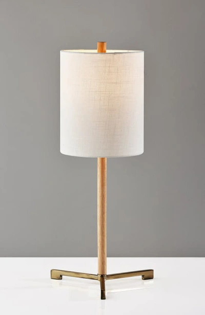 Shop Adesso Lighting Maddox Table Lamp In Natural Wood / Antique Brass