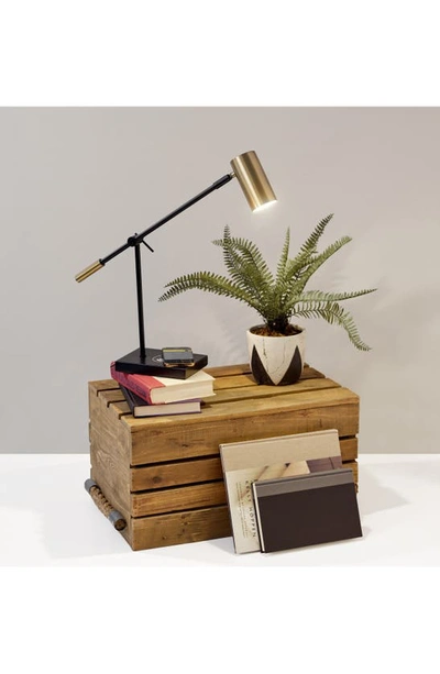 Adesso Lighting Collette Charging Desk Lamp In Black With Antique Brass