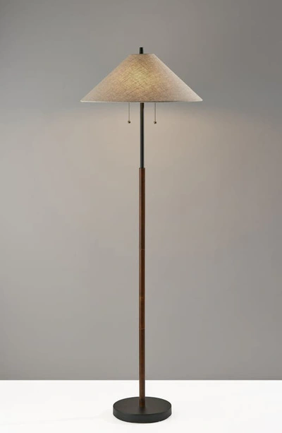 Shop Adesso Lighting Palmer Floor Lamp In Black / Walnut Wood