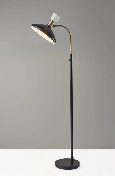 Adesso Lighting Patrick Floor Lamp In Black W/ Brass Accents