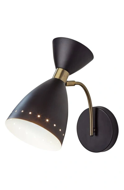 Shop Adesso Lighting Oscar Wall Light In Black W. Antique Brass Accents