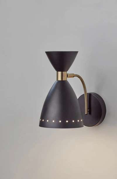 Adesso Lighting Oscar Wall Light In Black W. Antique Brass Accents