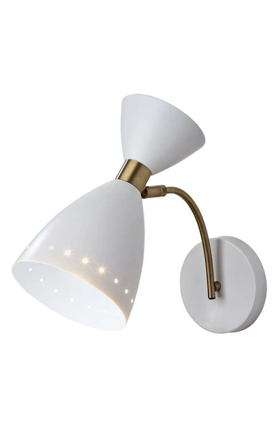 Shop Adesso Lighting Oscar Wall Light In White W. Antique Brass Accents