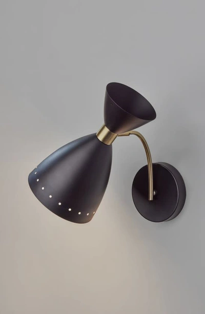Adesso Lighting Oscar Wall Light In Black W. Antique Brass Accents