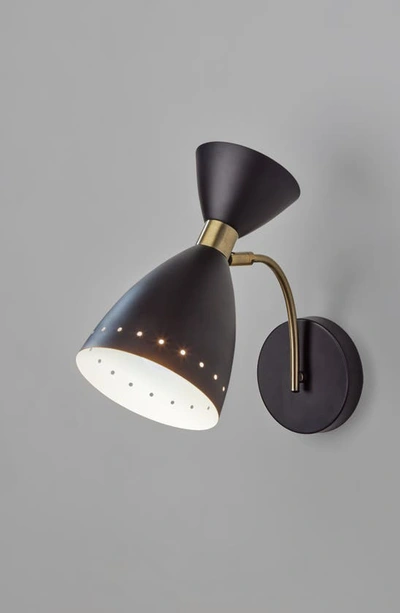 Adesso Lighting Oscar Wall Light In Black W. Antique Brass Accents