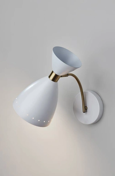 Shop Adesso Lighting Oscar Wall Light In White W. Antique Brass Accents