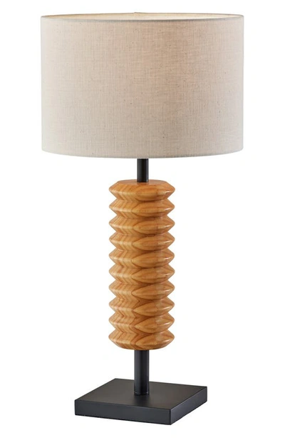 Shop Adesso Lighting Judith Table Lamp In Natural Wood With Black Finish