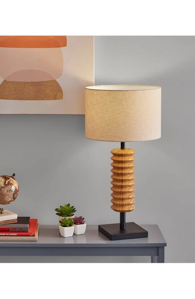Adesso Lighting Judith Table Lamp In Natural Wood With Black Finish