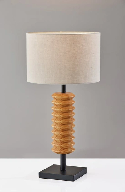 Adesso Lighting Judith Table Lamp In Natural Wood With Black Finish