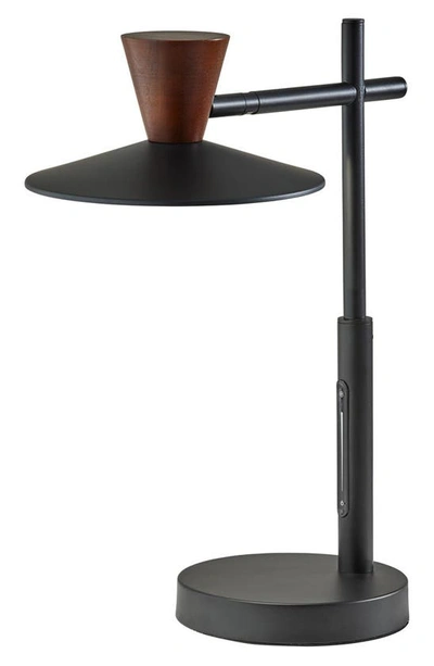 Adesso Lighting Elmore Led Desk Lamp In Black W. Walnut Wood